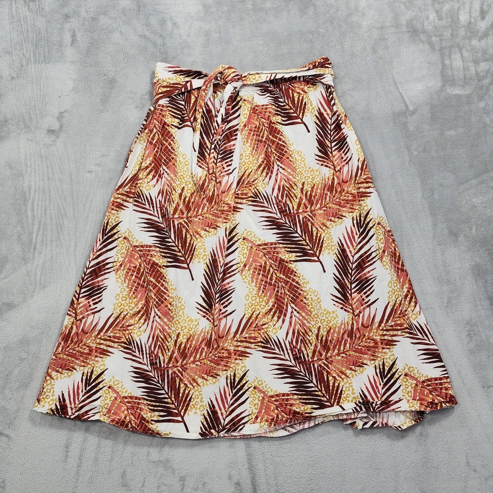Boca‎ Bay Skirt Womens L Multicolor Palm Print A-Line Pull On Tie Waist Summer